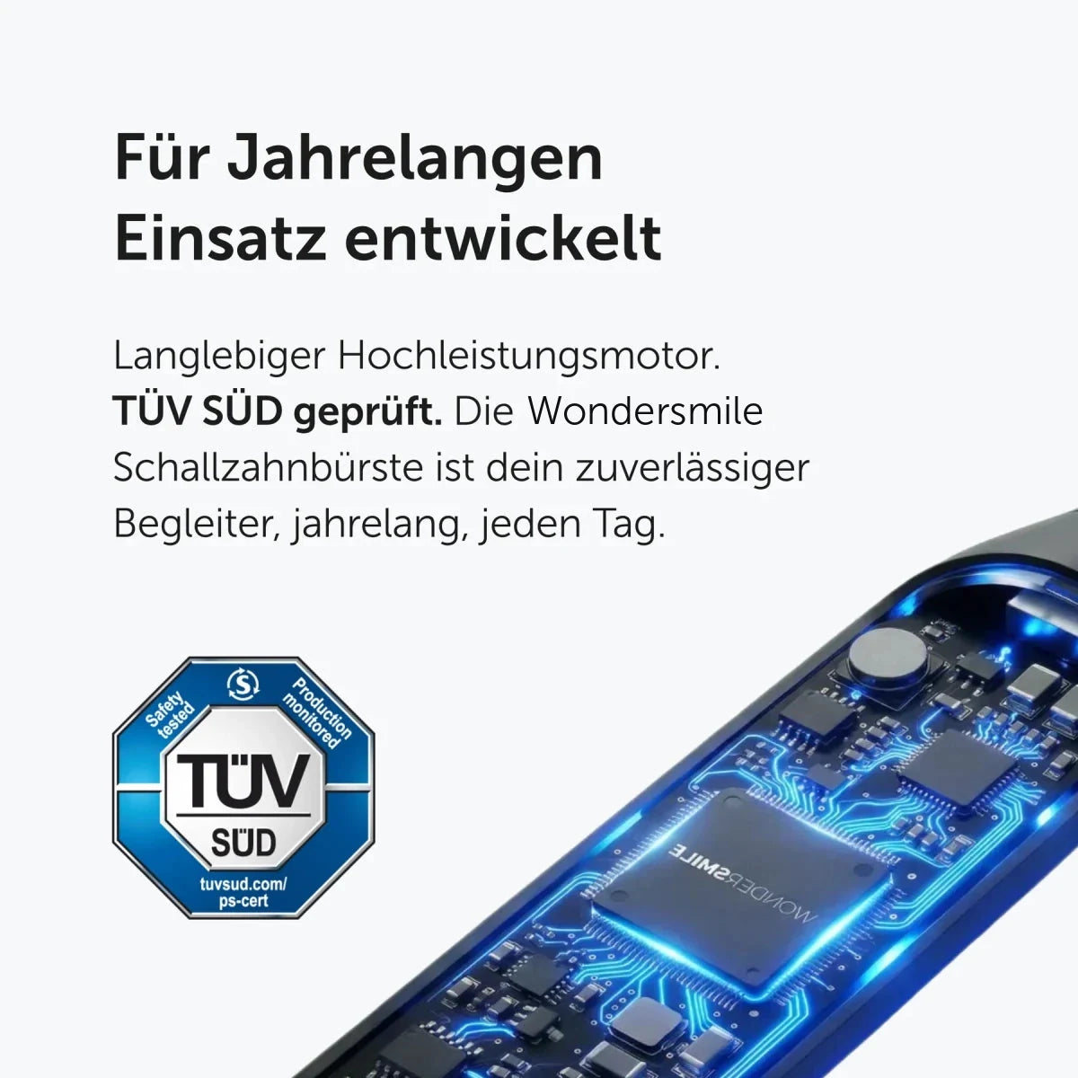 TÜV SÜD geprüfte Schallzahnbürste Wondersmile PRO
