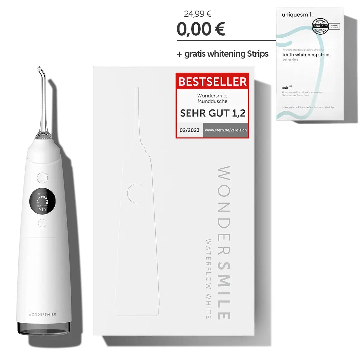 Munddusche Waterflow + Gratis Whitening Strips - WonderSmile GmbH
