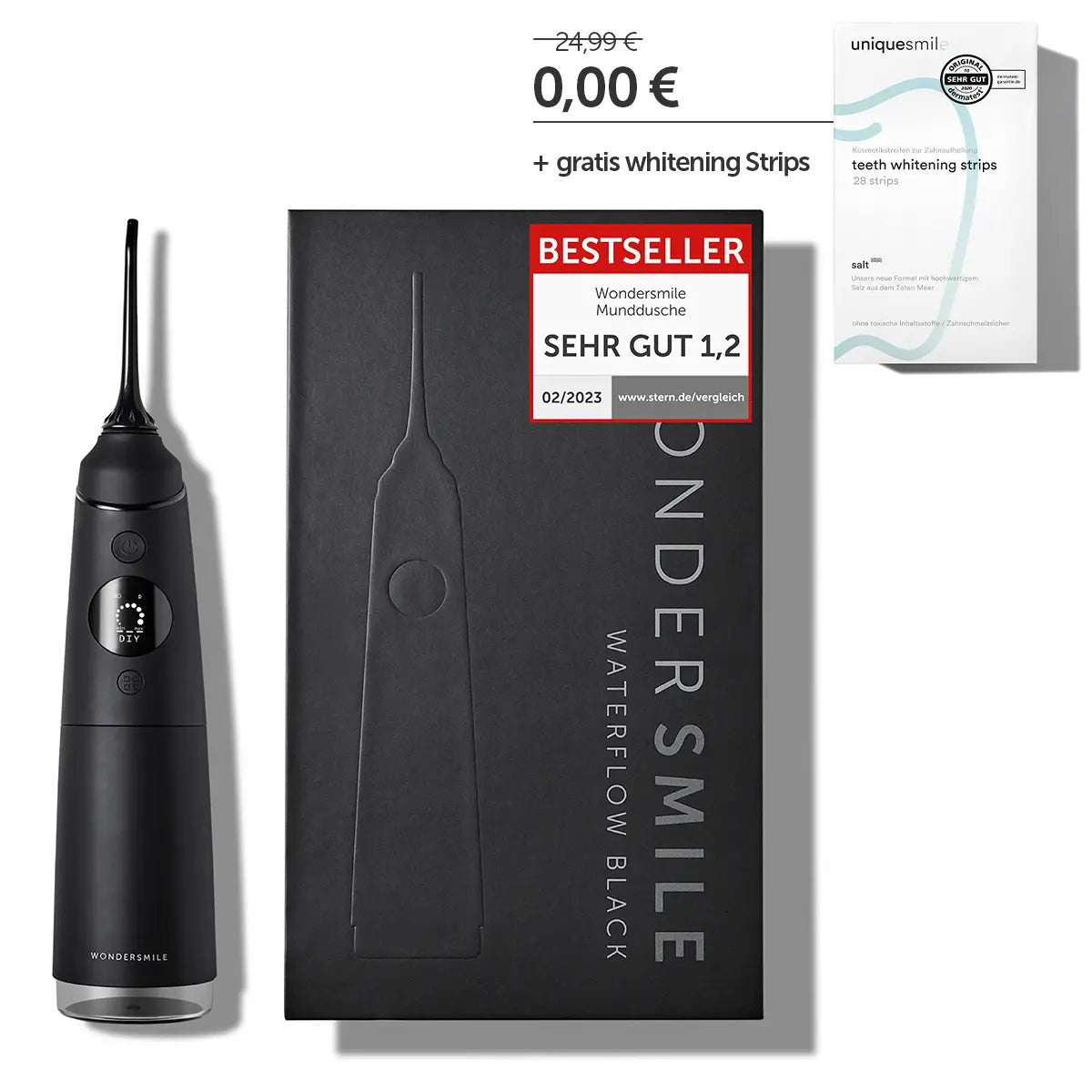 Munddusche Waterflow + Gratis Whitening Strips - WonderSmile GmbH