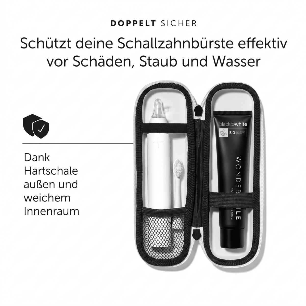 Schallzahnbürste Travel Case - All White - WonderSmile GmbH
