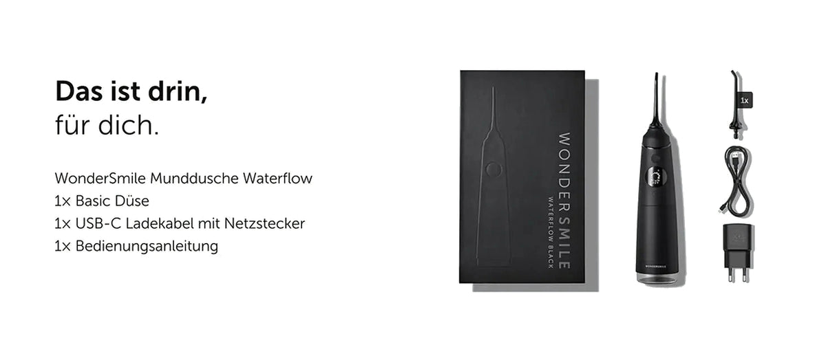 Lieferumfang der WonderSmile Munddusche Waterflow